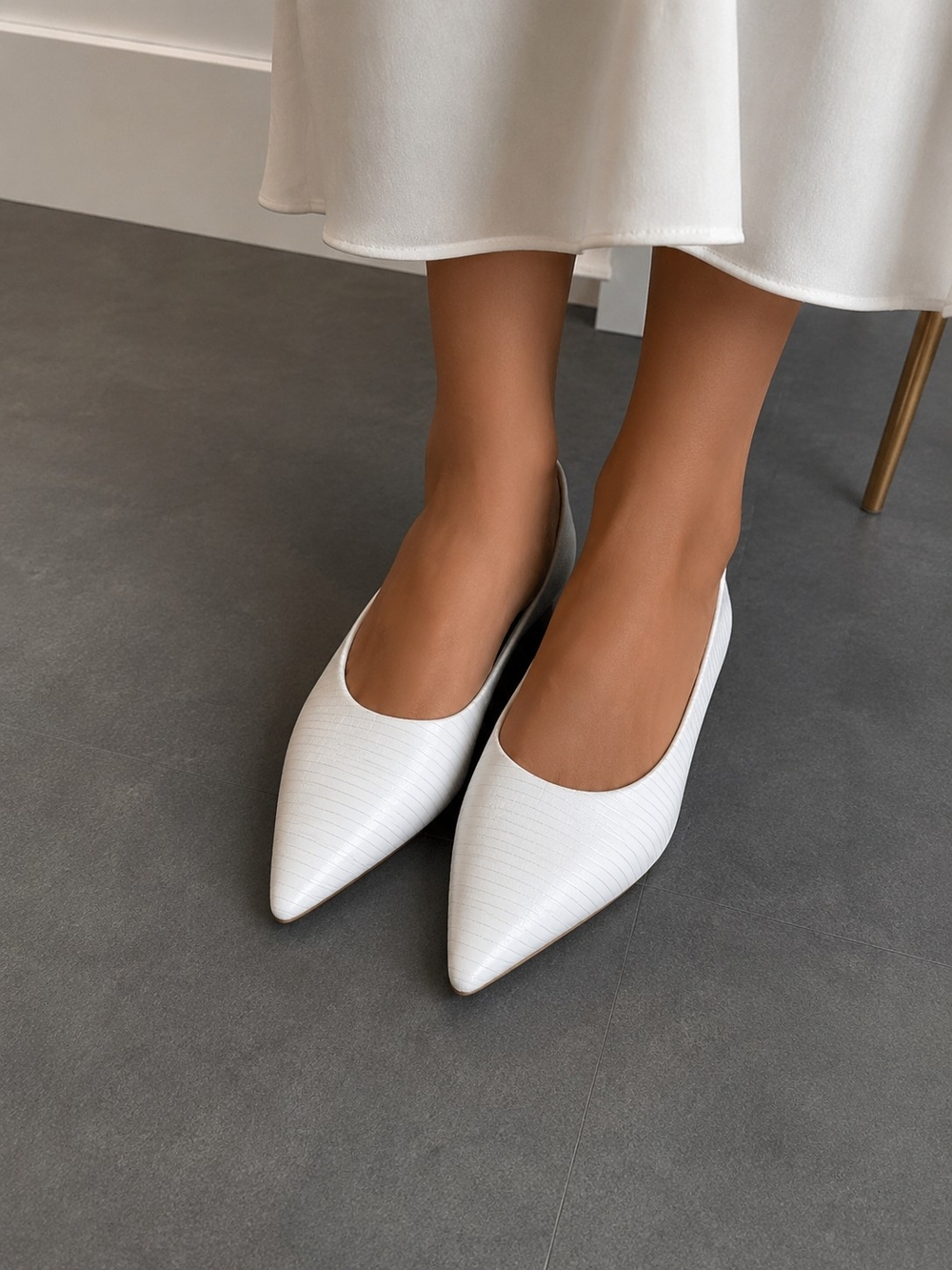 JustFab White Pointed Toe Flats